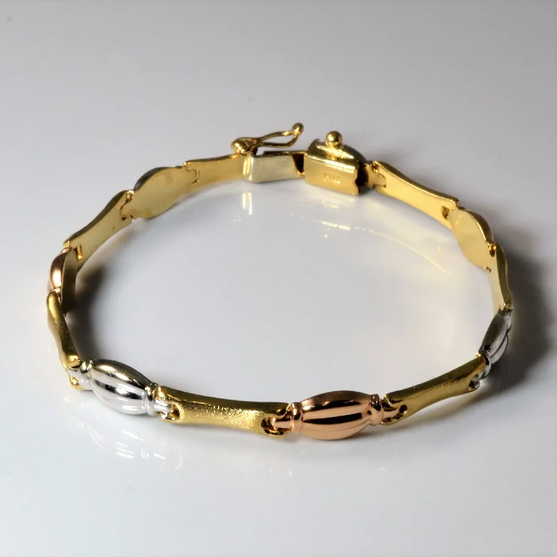 Tri Tone Gold Chain Bracelet | 7" |