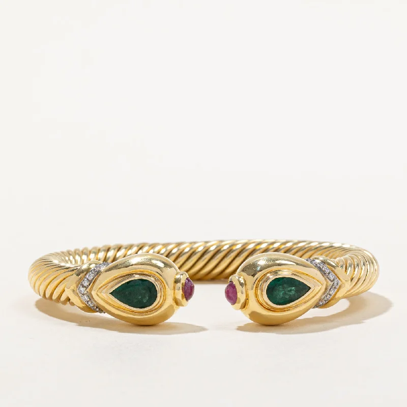 Multi Gemstone Open Bangle | 4.41ctw | 8" |