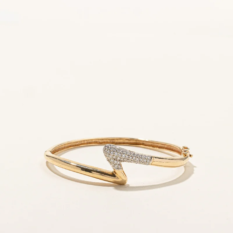 Pave Set Diamond Gold Bangle | 0.50ctw | 6"|