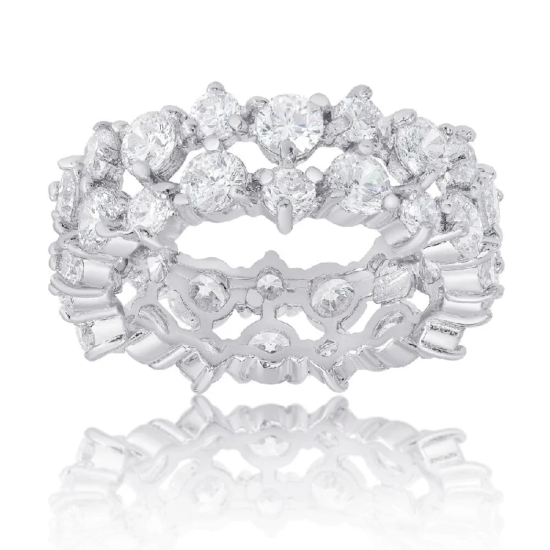 Dolce Giavonna Sterling Silver Cubic Zirconia Eternity Style Ring