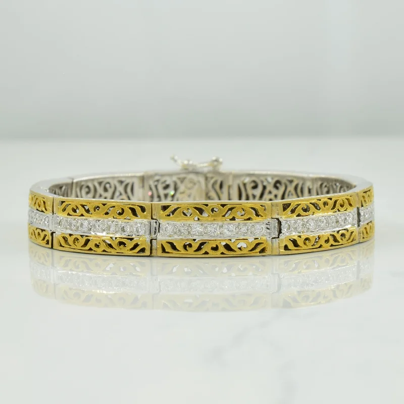 Two Tone Gold Diamond Bracelet | 1.42ctw | 7" |