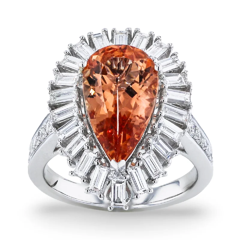 JULEVE 18KT WHITE GOLD 3.75CT IMPERIAL TOPAZ & 1.17CTW DIAMOND RING