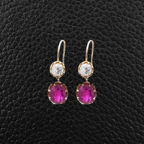 Burma Ruby & Diamond Earrings