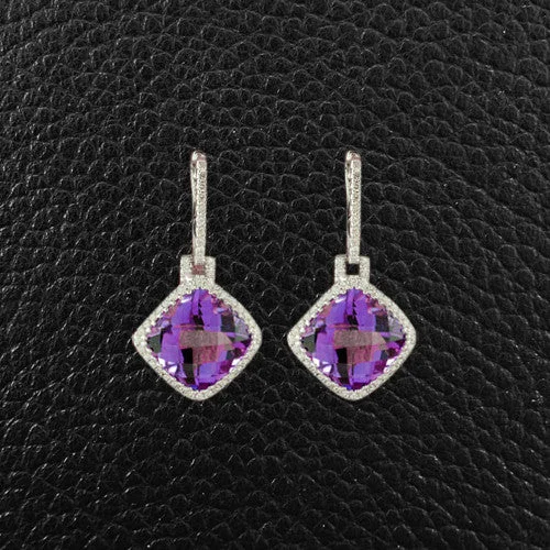 Amethyst & Diamond Dangle Earrings