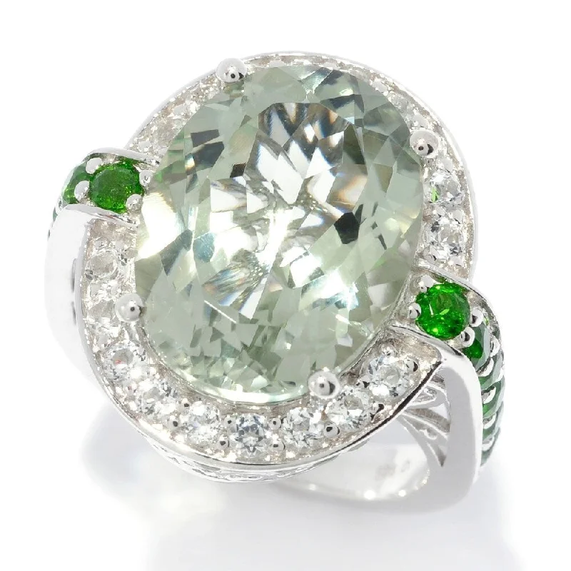 Sterling Silver Multi Prasiolite & White Topaz Ring