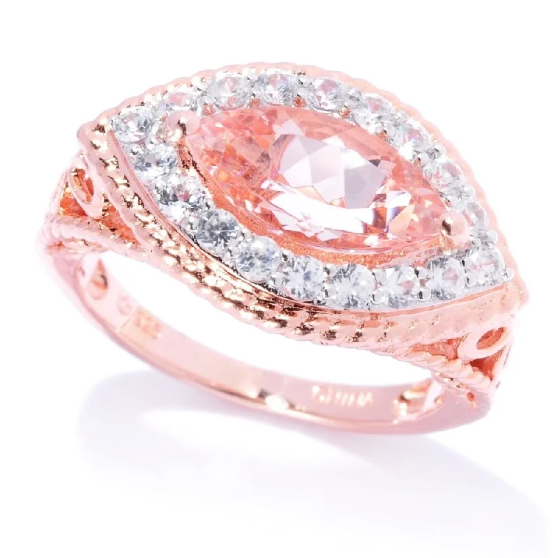 18K Rose Gold over Silver 2.41ct Morganite Ring 0.81"L - Pink