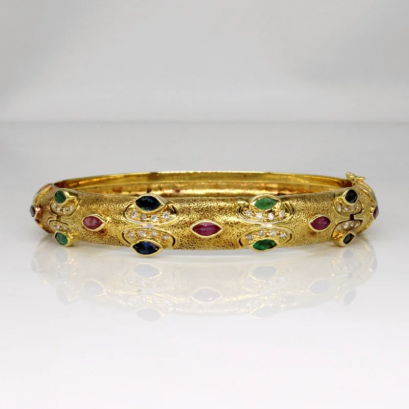 Multi Gem Bangle | 1.75ctw | 7.5" |*additional grading