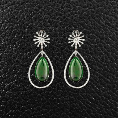 Emerald & Diamond Dangle Earrings