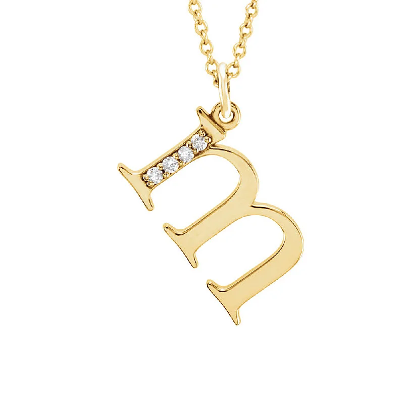 The Abbey 14k Yellow Diamond Lower Case Initial 'm' Necklace 16 Inch