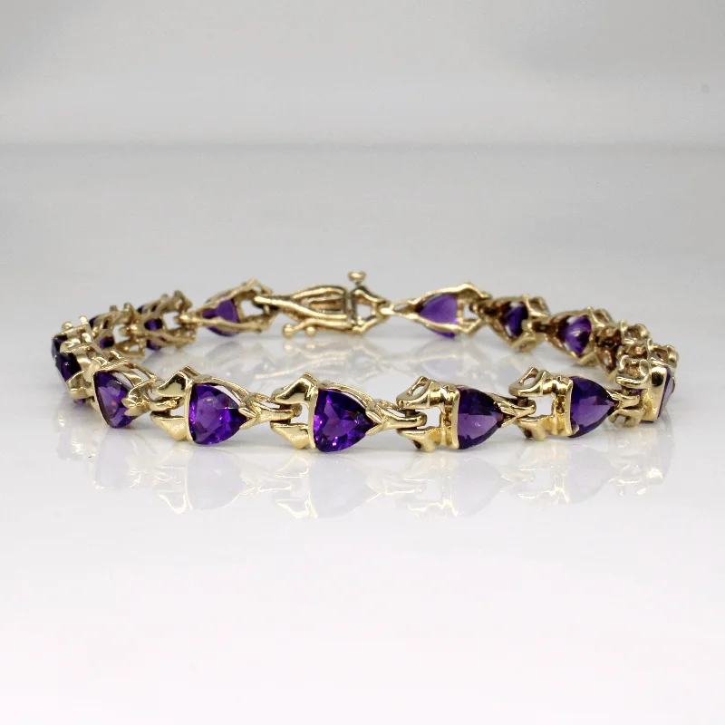 Trillion Cut Amethyst Bracelet | 4.00ctw | 7" |