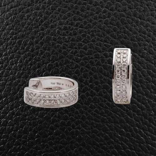 Double Row Diamond Hoop Earrings