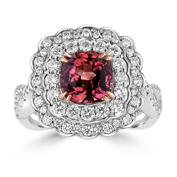 JULEVE 18KT WHITE & ROSE GOLD 2.73CT SAPPHIRE & 0.87CTW DIAMOND RING