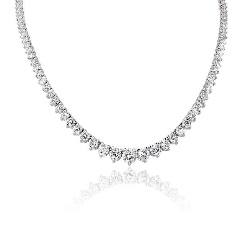 18KT White Gold 15.15 CTW Round Diamond 18" Riviera Necklace