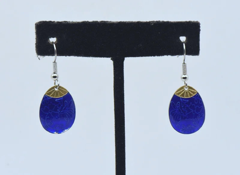 Vintage Silver and Enamel Dangle Earrings