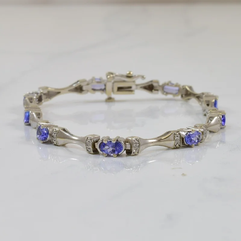 Tanzanite & Diamond Tennis Bracelet | 2.25ctw, 0.09ctw | 7" |