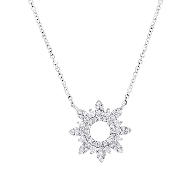 14KT GOLD 0.22 CTW DIAMOND SNOWFLAKE NECKLACE