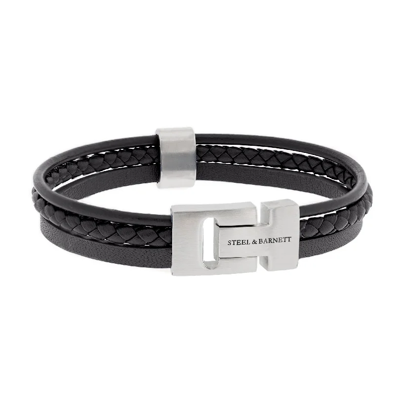 Leather Bracelet Casual Cole Black LBCC-001-65E85U-S