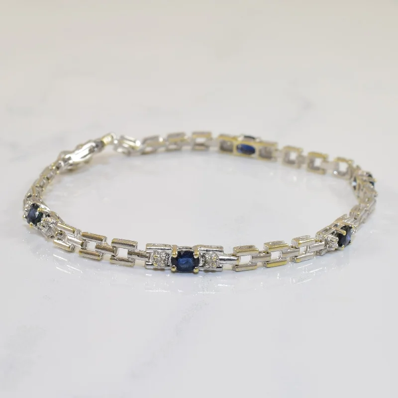 Sapphire & Diamond Link Bracelet | 1.15ctw, 0.10ctw | 7.5" |