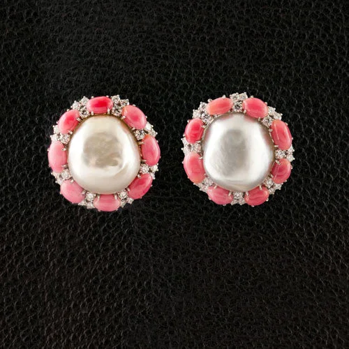 Natural Pearl & Diamond Estate Earrings