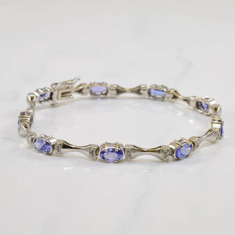 Tanzanite & Diamond Bar Link Bracelet | 3.60ctw, 0.10ctw | 7.25" |