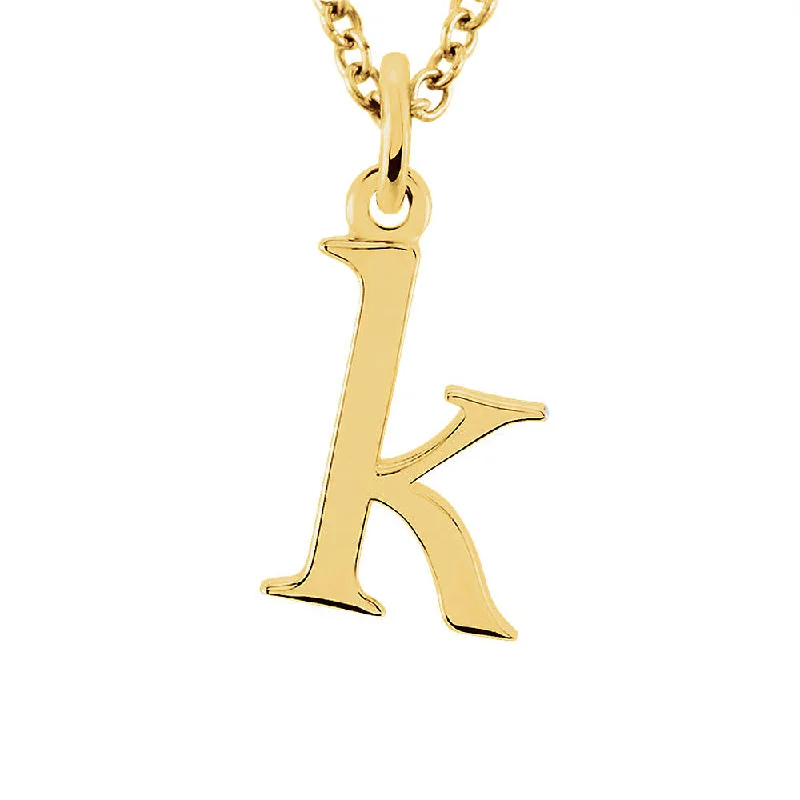 The Abbey Lower Case Initial 'k' Necklace in 14k Yellow Gold, 16 Inch