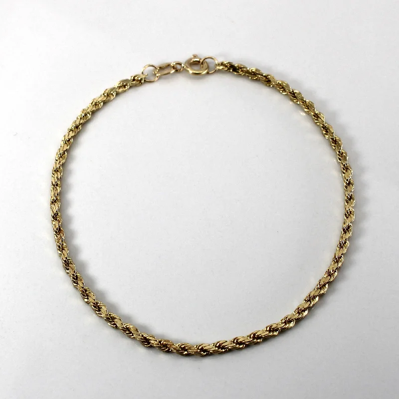 Yellow Gold Rope Chain Bracelet | 7"|