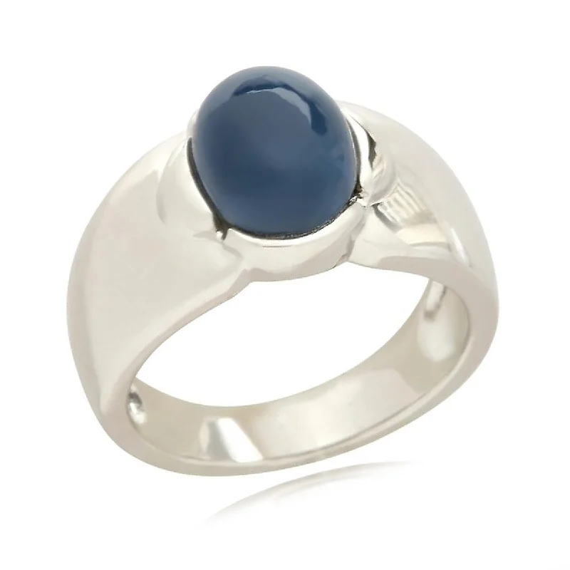 925 Sterling Silver Blue Opal Gemstone Solitaire Ring