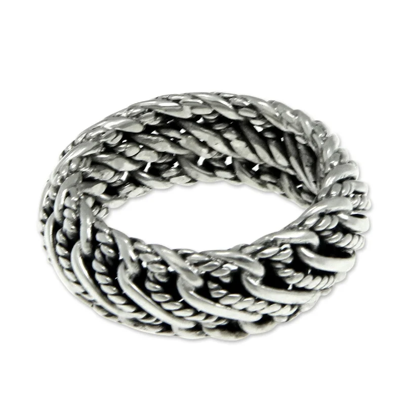 Handmade Infinity Wave Men's Sterling Silver Ring (Indonesia)