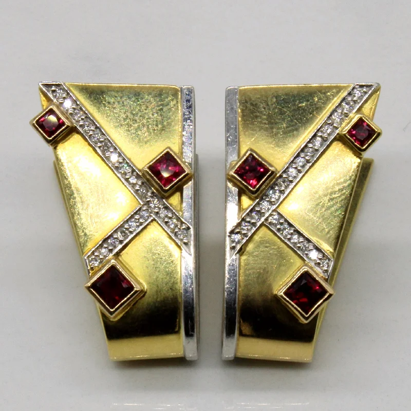 Ruby & Diamond Abstract Wrap Around Cufflinks | 0.74ctw, 0.12ctw |