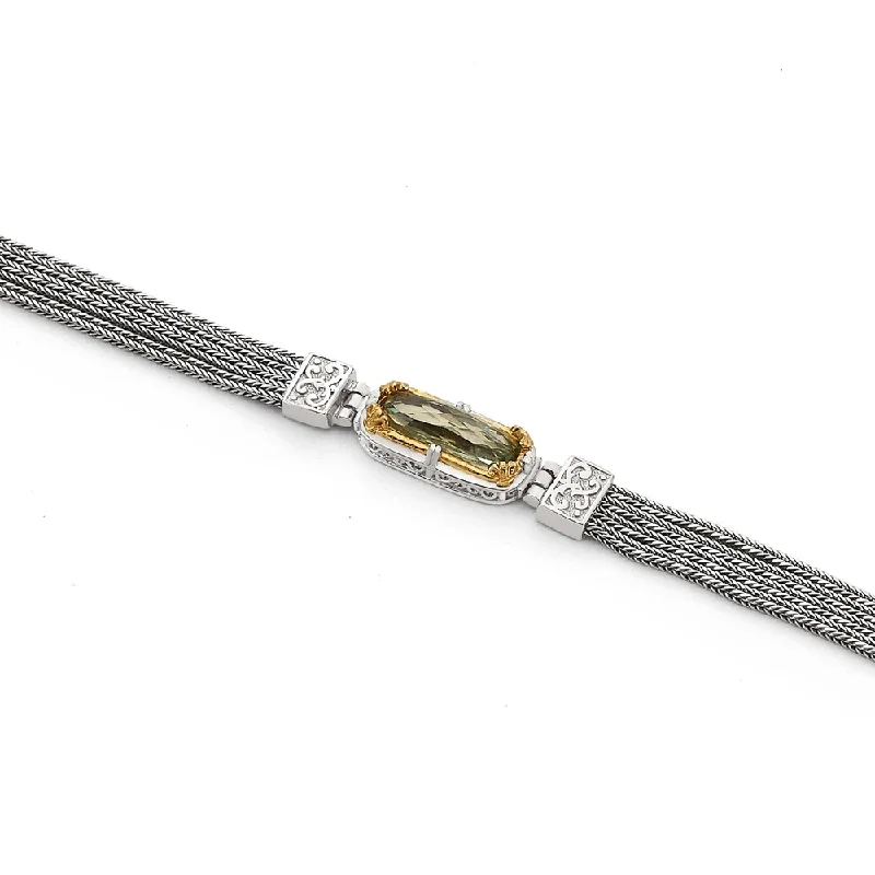 East-West Green Amethyst Bracelet with 18k Gold Vermeil