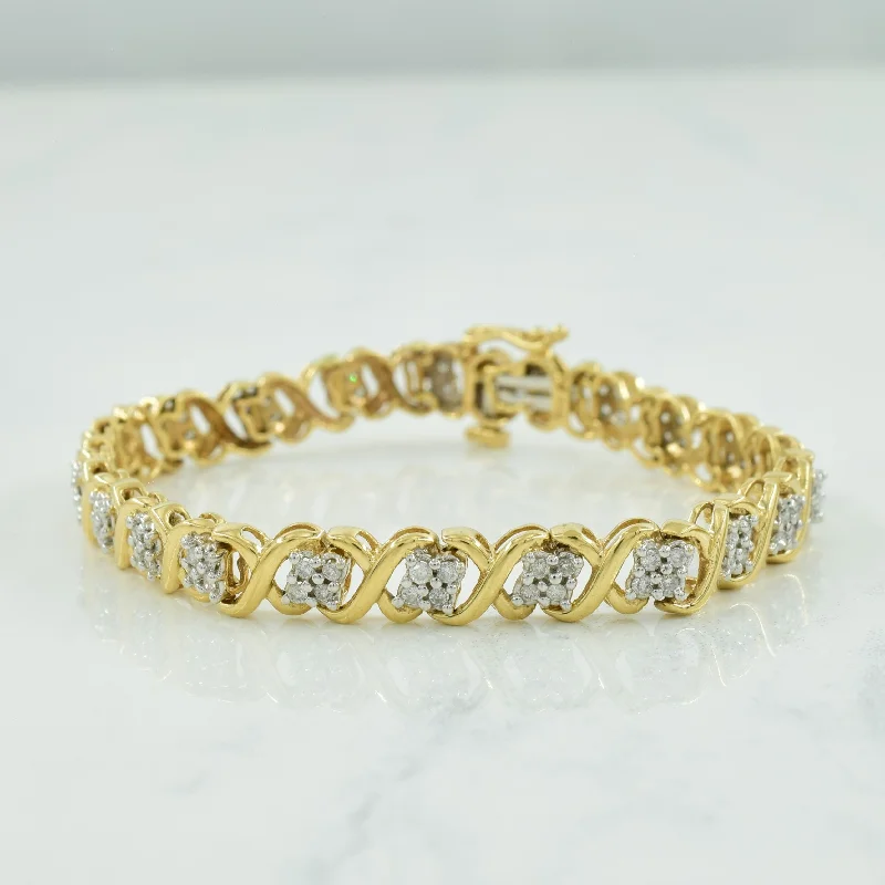 XO Diamond Tennis Bracelet | 0.88ctw | 6" |