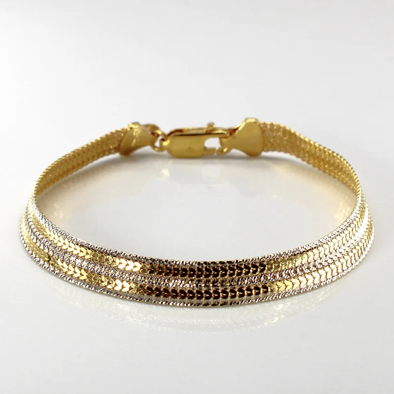 Two Tone Gold Braided Chain Bracelet | 7"|