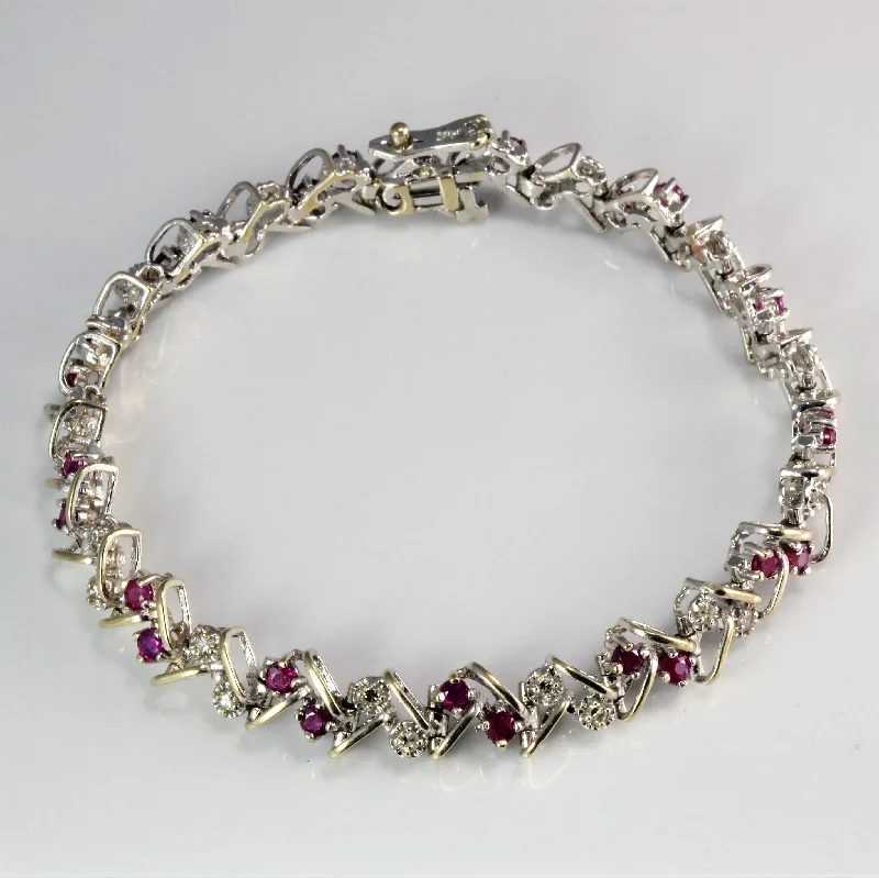 Ruby & Diamond Chain Bracelet | 0.45 ctw, 7''|