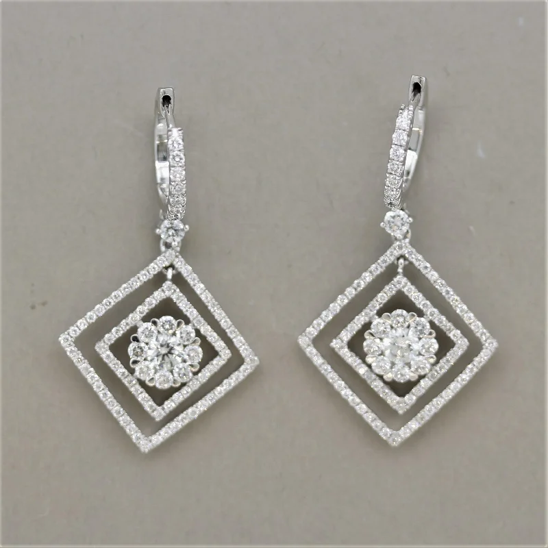 Diamond Dangle Gold Drop Earrings