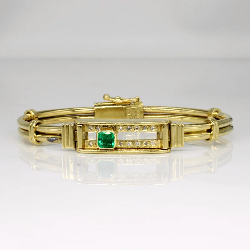 Sliding Emerald & Diamond Bracelet | 0.40ct, 0.18ctw | 6.5" |