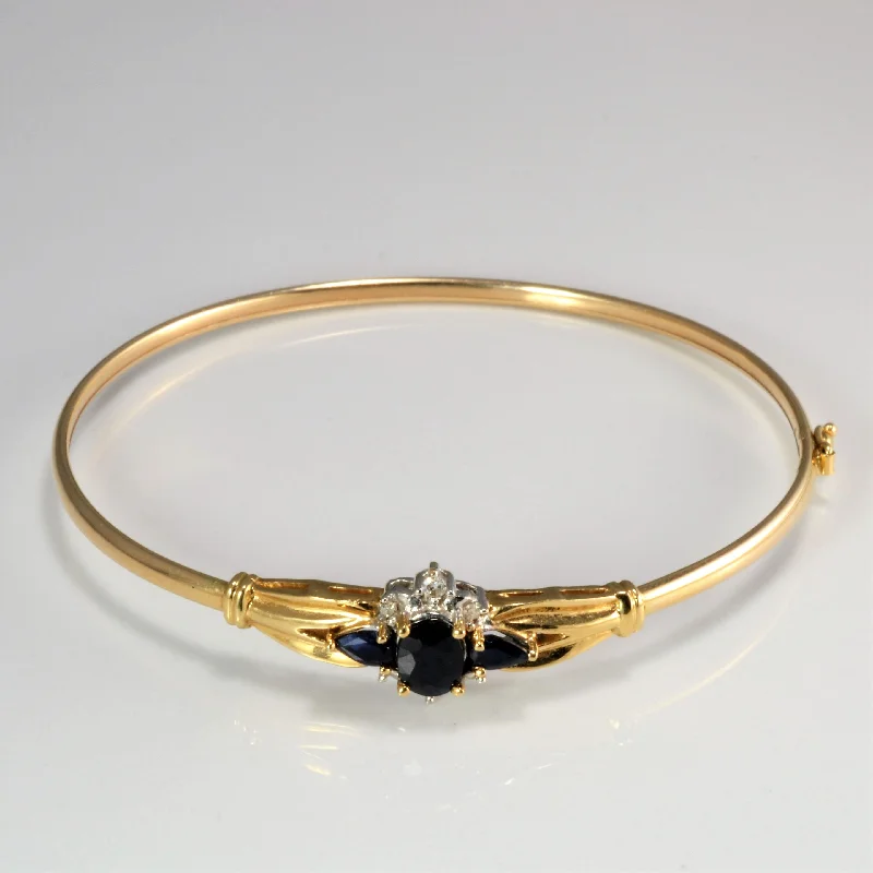 Sapphire & Diamond Cluster Ladies Bangle | 0.07 ctw, 7.5''|