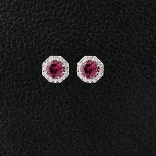 Pink Tourmaline & Diamond Earrings