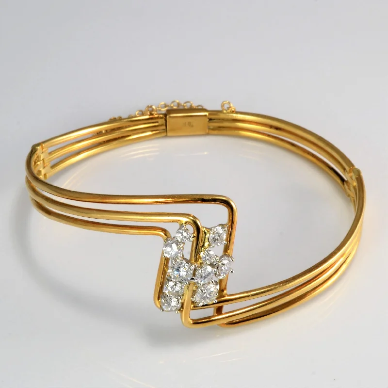 Triple Row Bypass Cluster Diamond Bangle | 0.90 ctw, 6.5''|