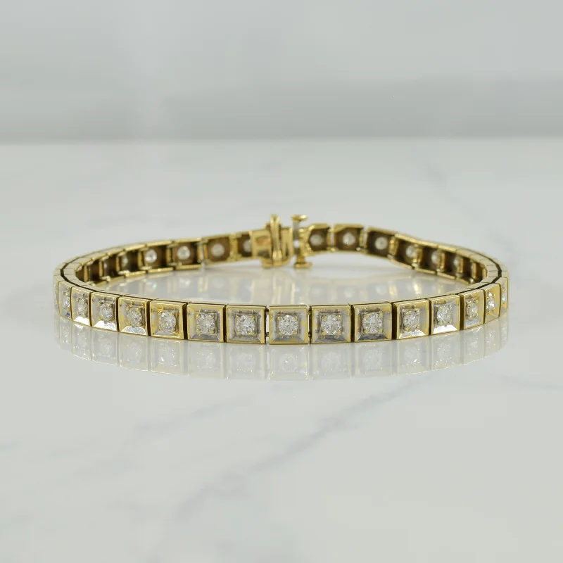 Two Tone Gold Diamond Tennis Bracelet | 4.56ctw | 7.25" |