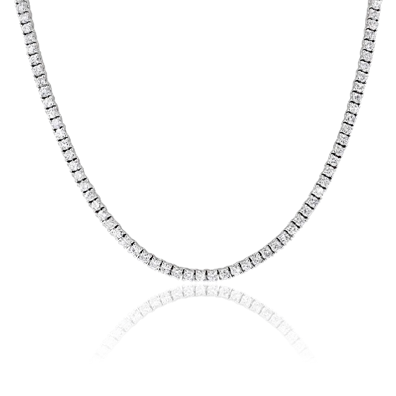 14KT WHITE GOLD 16.86 CTW ROUND DIAMOND 17" TENNIS NECKLACE