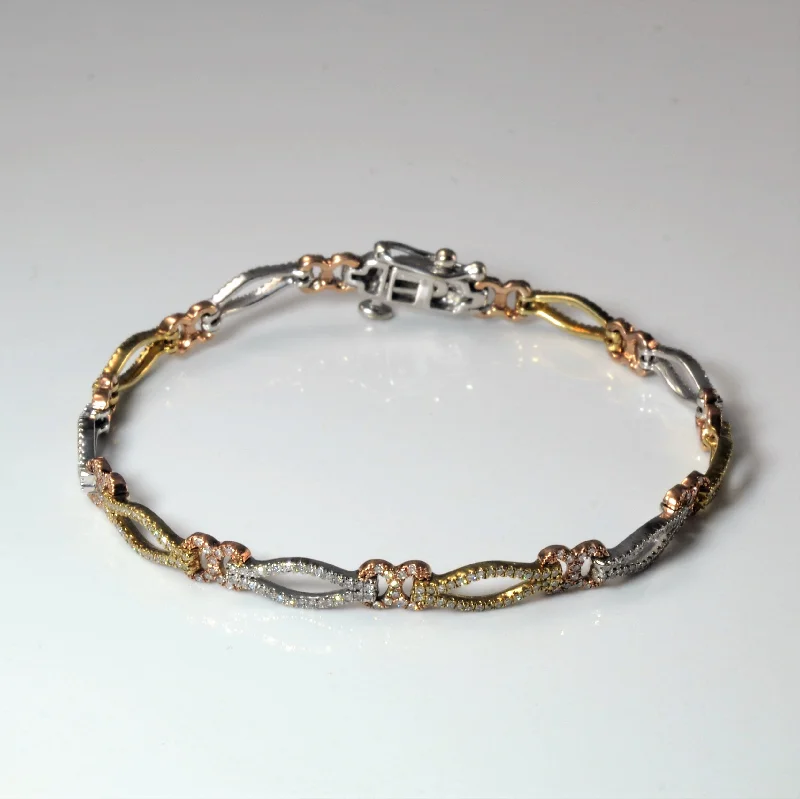 Tri Tone Gold Diamond Bracelet | 3.71ctw | 7" |