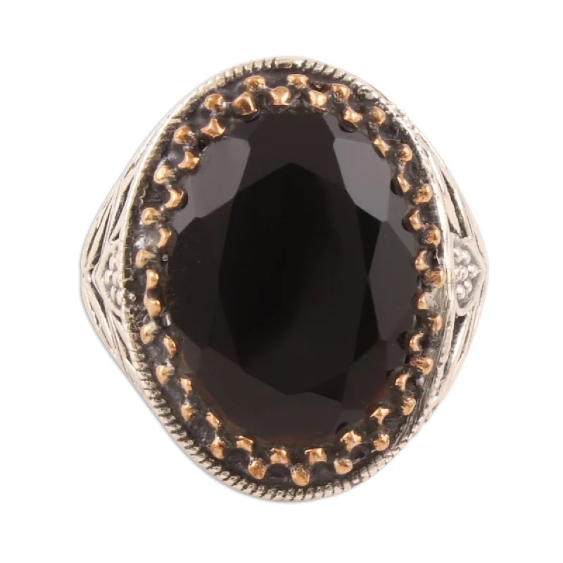 NOVICA Dark Glimmer, Onyx single-stone ring