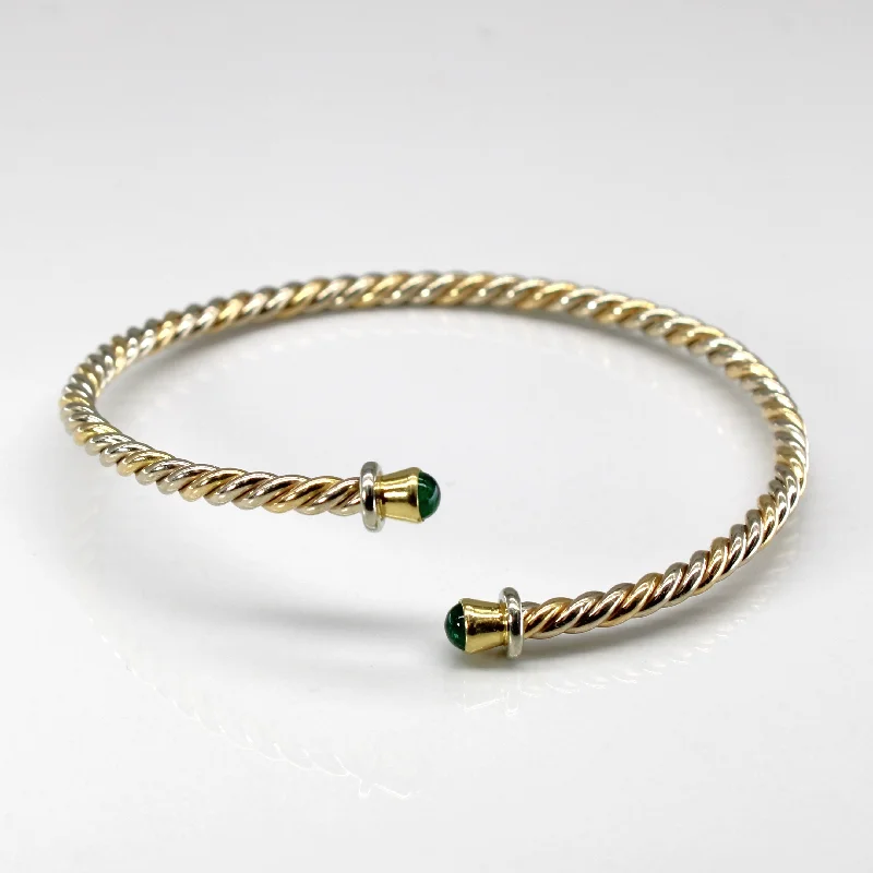 Two Tone Gold Emerald Bangle | 0.36ctw | 7.5"|