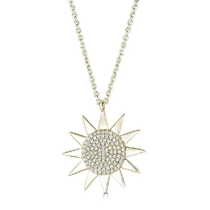 14KT GOLD 1/5 CTW DIAMOND SUN NECKLACE