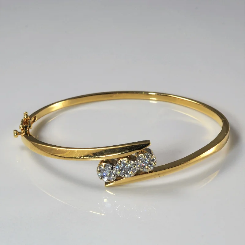 Triple Diamond Cluster Bypass Bangle | 0.24ctw | 6.5" |