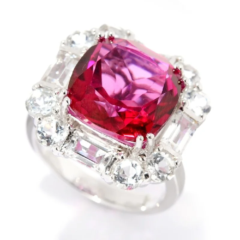 Sterling Silver Ruby Red Quartz Ring Size-7