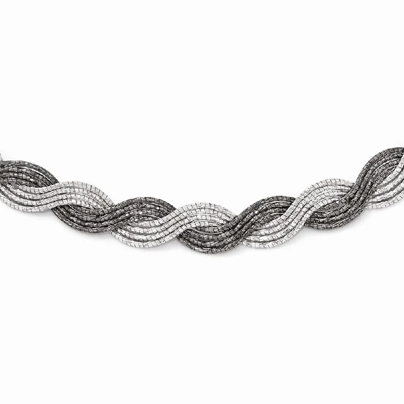 Two Tone Diamond Cut Braided Necklace in Sterling Silver, 18.5 Inch