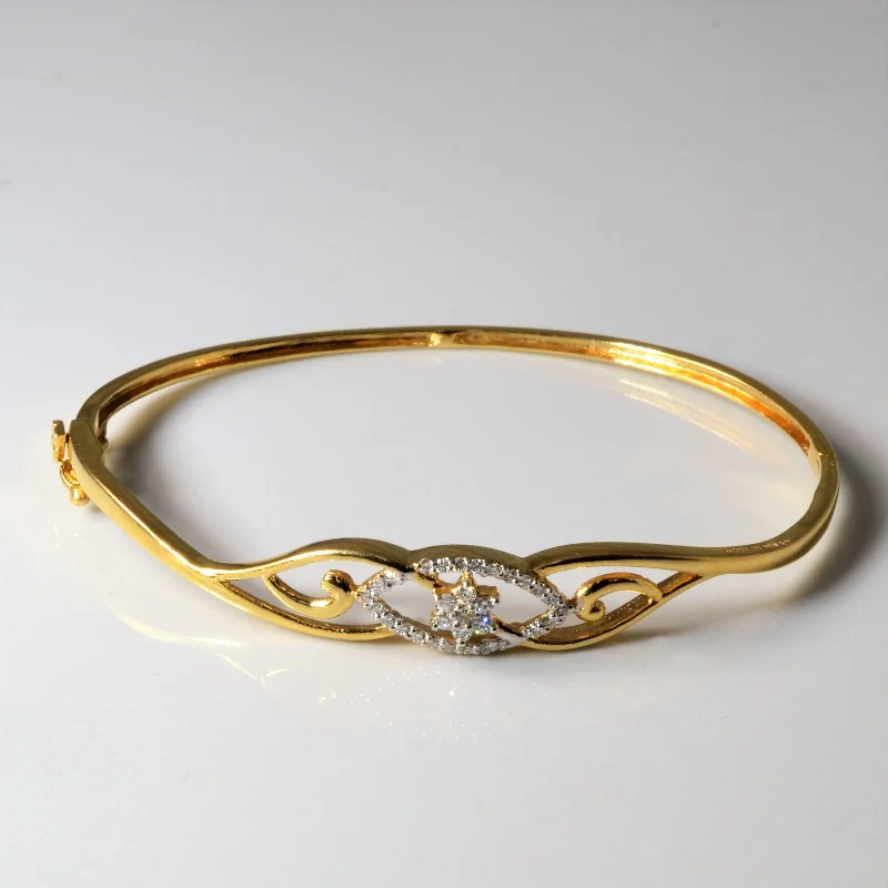 Pave Diamond Floral Design Bangle | 0.19ctw | 6.5"|