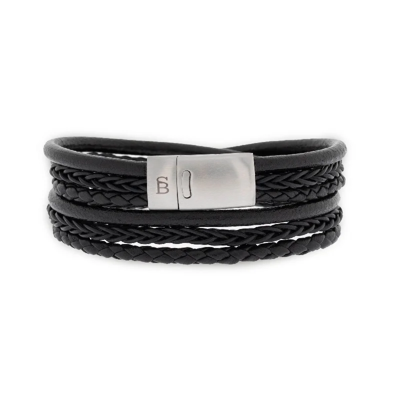 Bonacci Leather Bracelet Black LBB/001S