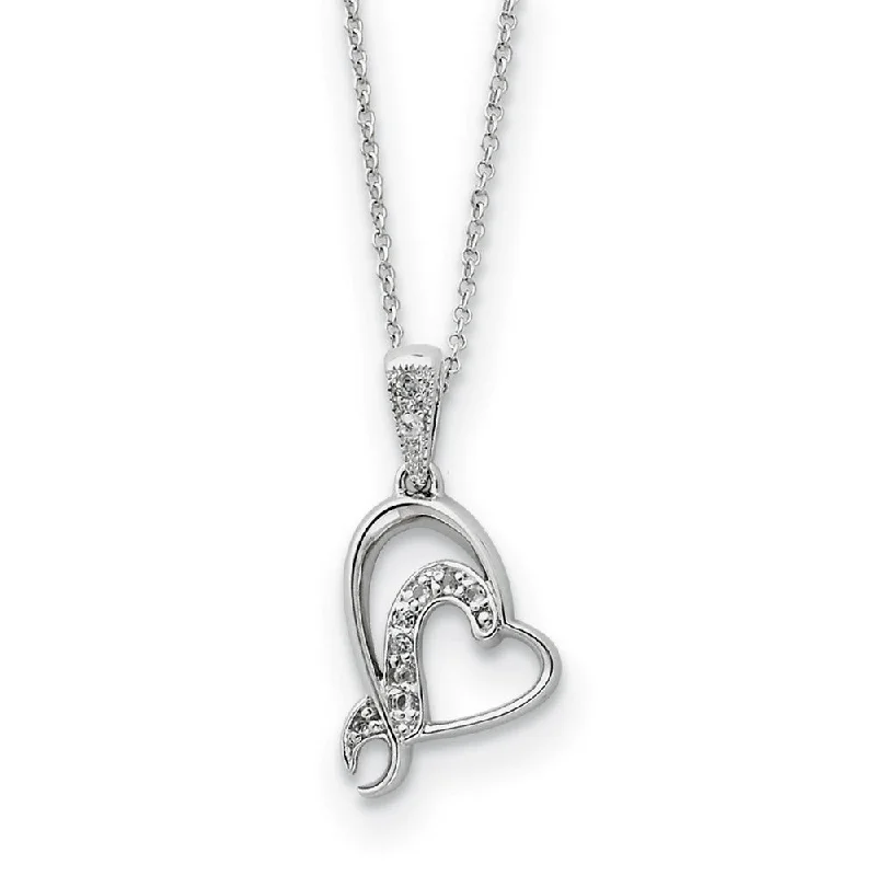 Sterling Silver & CZ My Sister or My Bridesmaid Heart Necklace, 18 In.